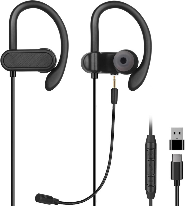 USB C & USB a Earbuds with Boom Mic for Smartphones & Computers, Wired USB C In-