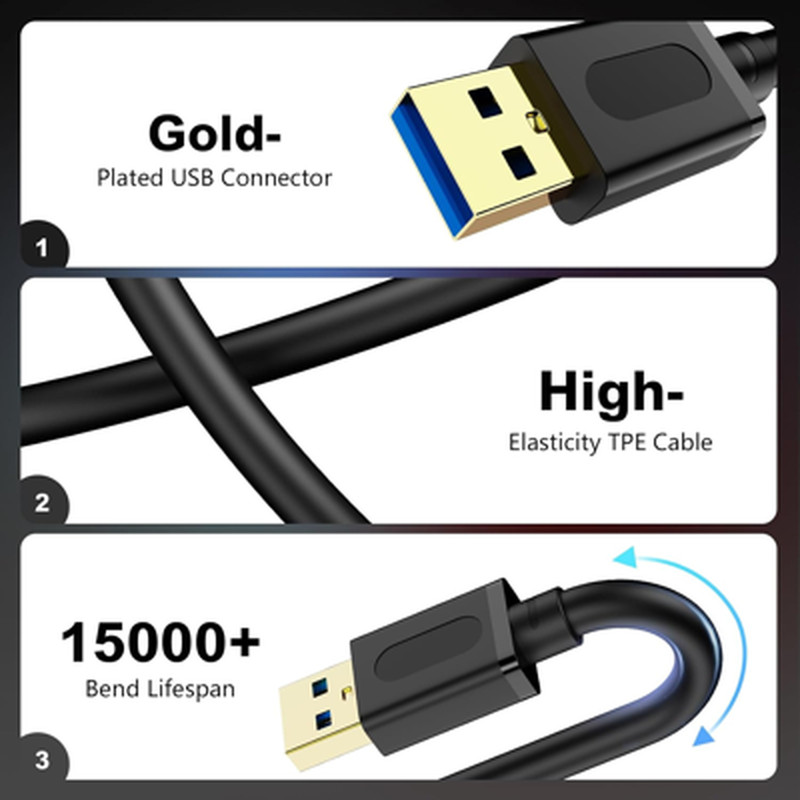 USB 3.0 Male to Male Cable 6Ft, Gold Plated Connector for Hard Drive Enclosure gallery