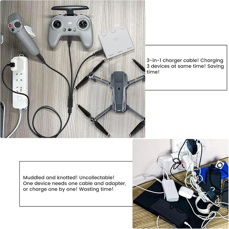 3 In 1 USB C Splitter Charge Cable USB Type C Female to 3 USB C Male Charging gallery