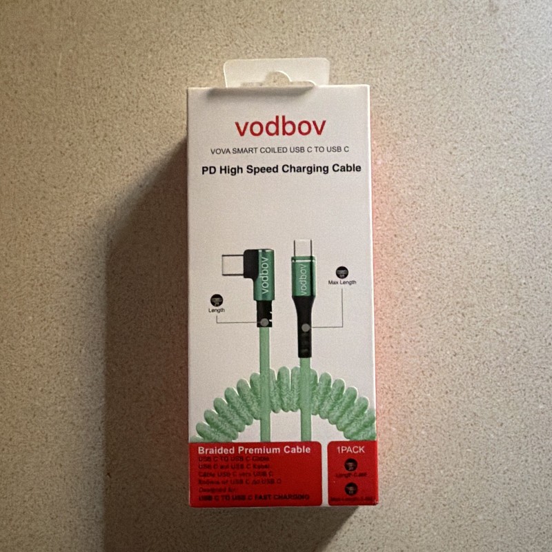 Vodbov Power Up 8ft Cable-USB C to USB C, Black-Black