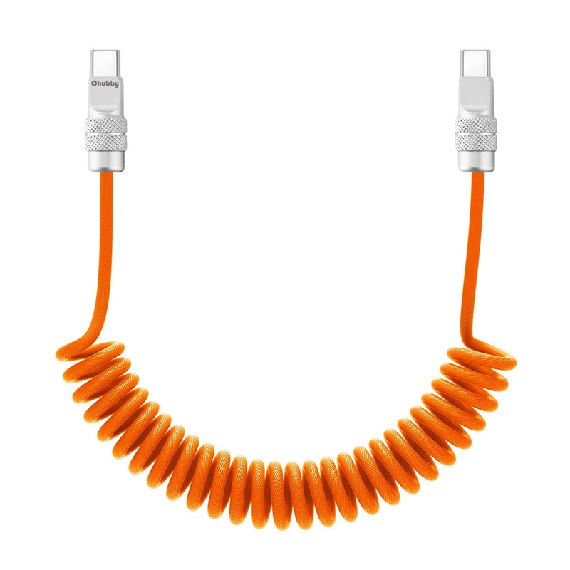 Chubbycable Curly Chubby 240W Coiled USB C Fast Charging Cable Durable Braided C