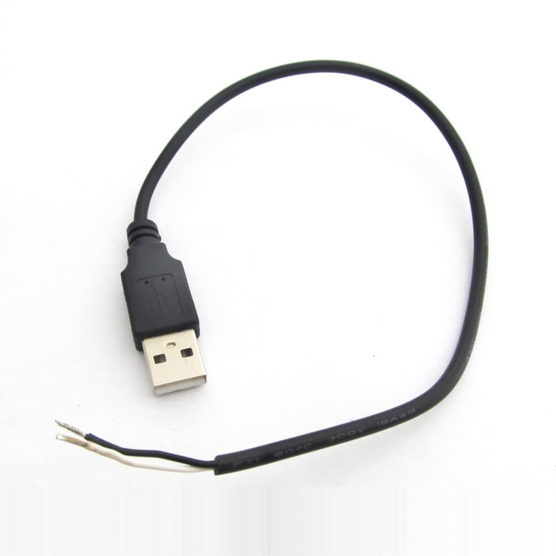 Short Charging USB 2 Wire Pigtail Cable (4 Pack 12 Inch) 30cm 22AWG 3A Black ... gallery