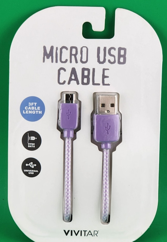 Vivitar USB Micro 3-ft. Cable for Charging & Syncing data on Compatible Devices