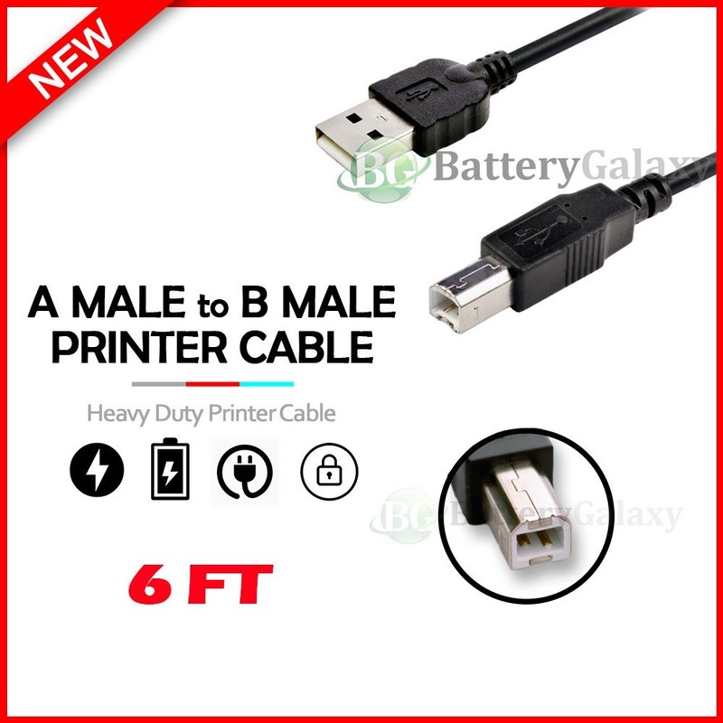 USB 2.0 Printer Cable Cord 6ft USB A to B Black