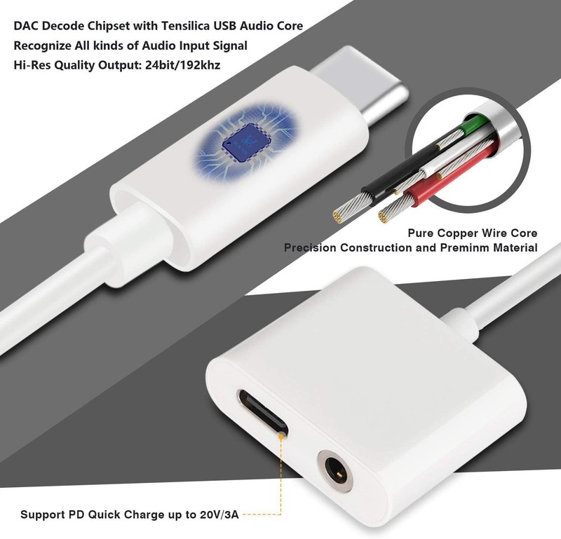 USB-C Headphone Adapter Earphone 3.5mm Jack Type-C Charger Port for Tablets gallery