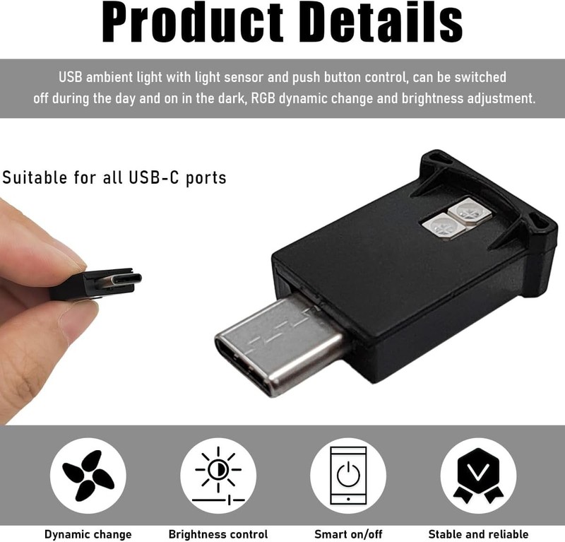 2 PCS USB Type C Red, Orange, Yellow, Green, Blue, Dark Purple, White gallery