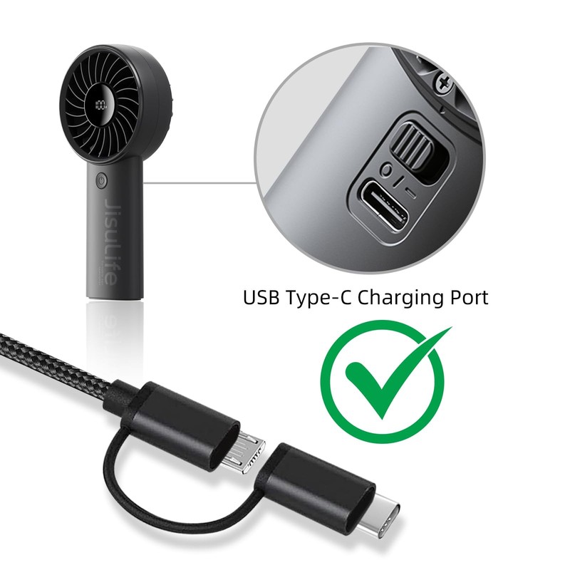 USB C & Micro USB Handheld Mini Portable Fans Charger Compatible for Version ... gallery