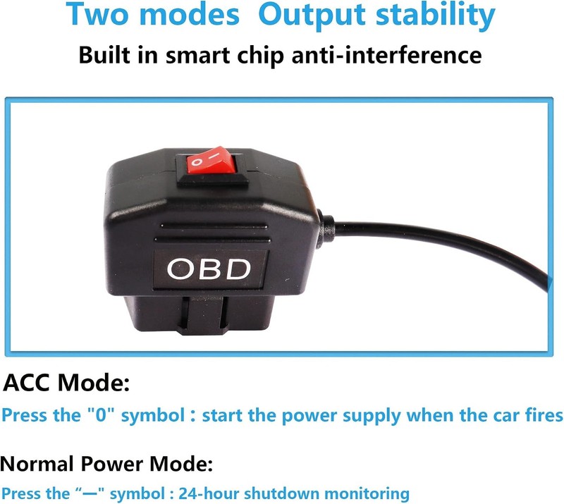 OBD Power Cable for Dash Cam,Mini USB OBD2 Power Cable Adapter Hardwire Charger gallery
