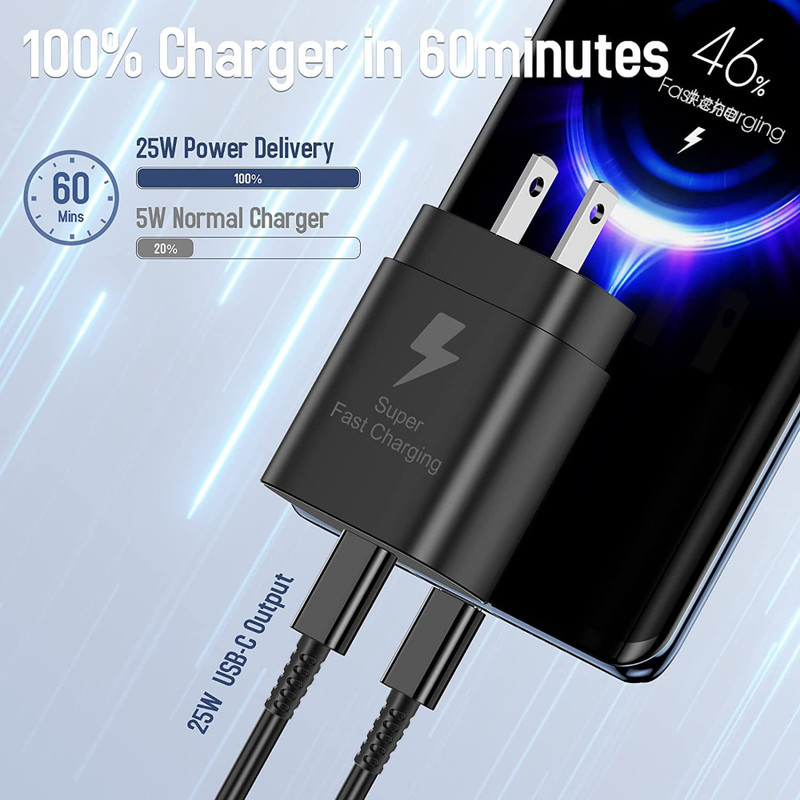 25W Type C USB-C Cable Super Fast Wall PD Charger Block For Samsung Android Lot gallery