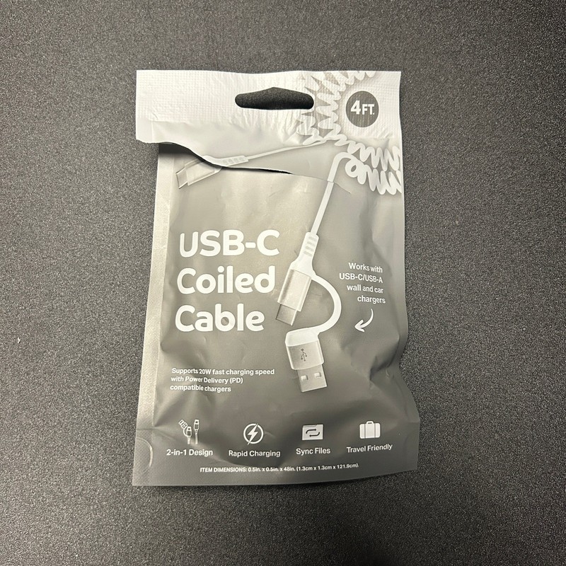 New Bytech 4 Foot USB-C Coiled Cable
