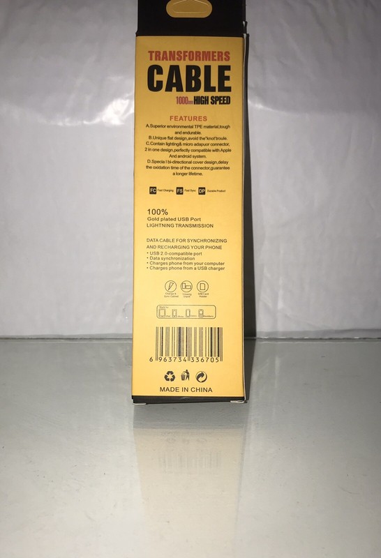 CABLE TRANSFORMERS DATA CHARGE + Sync 1000mm HIGH SPEED - Brand New With Box! C gallery