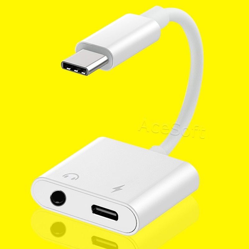 For Samsung Galaxy Tab S7 11″ SM-T870N T878U White 2in1 Type C to 3.5mm Adapter