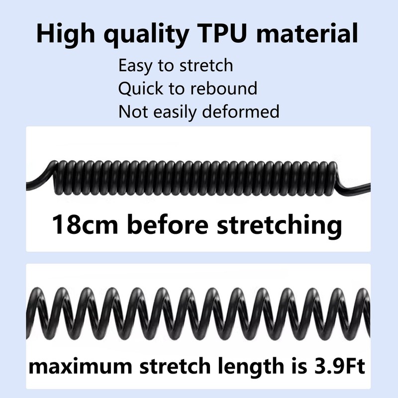1 PC Right Angle Coiled USB To Type C Cable 90 Degree Retractable 6A 4.9FT gallery