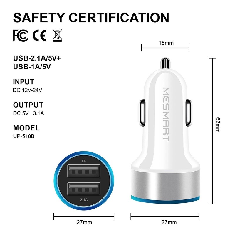 For iPhone Samsung S25 S24 S23 S22 Plus 18W Dual USB Ports Car Charger Adapter gallery