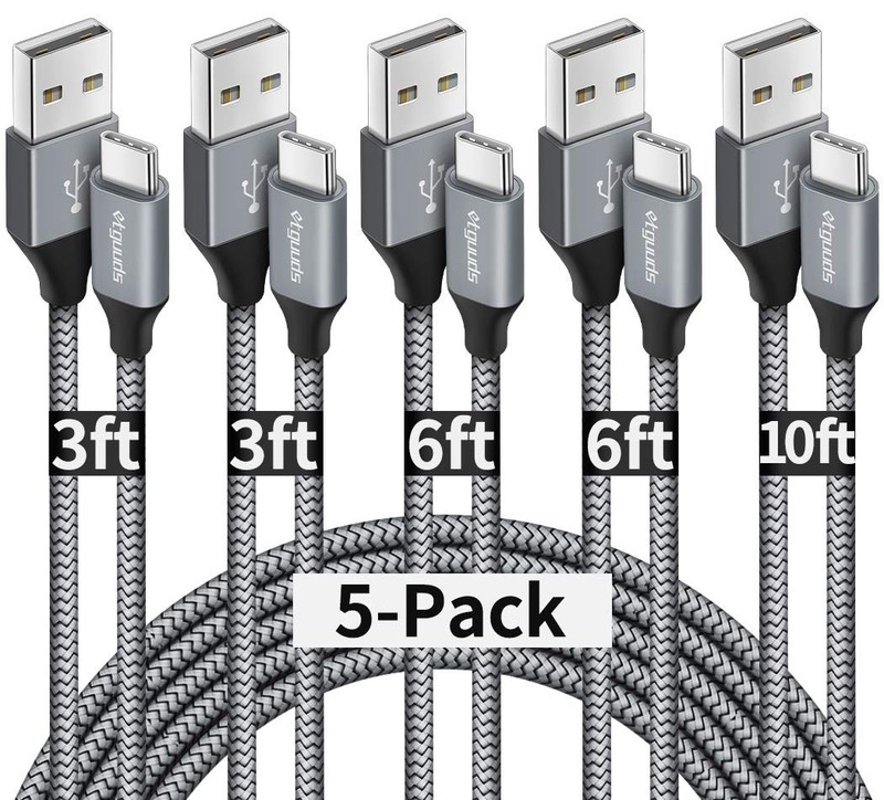 USB A to USB C Cable 5Pack 3/3/6/6/10 ft, Fast Charging Type C Charger Cord f...