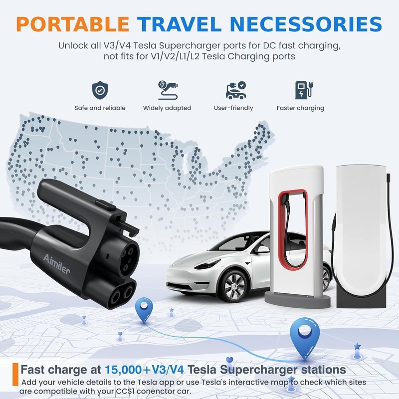 NACS to CCS1 Adapter 500A DC Tesla Supercharger Fits Ford, Rivian, GM EVs "READ" gallery