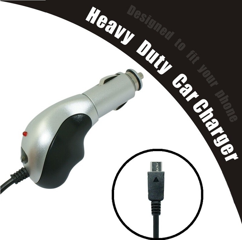 New Silver Color Micro-USB Connector DC Auto Heavy Duty Car Charger Adapter