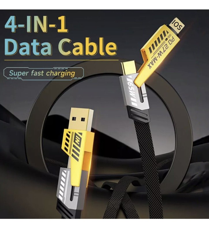 4in1 USB Type-C Cable 4ft Data Cord Super Fast Charging Cable For iPhone Samsung