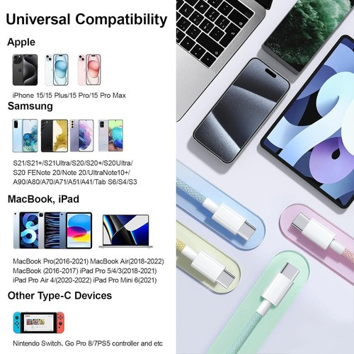 For iPhone 15 Pro Max USB-C to USB-C Cable Fast Charger lot Type C Charging Cord gallery