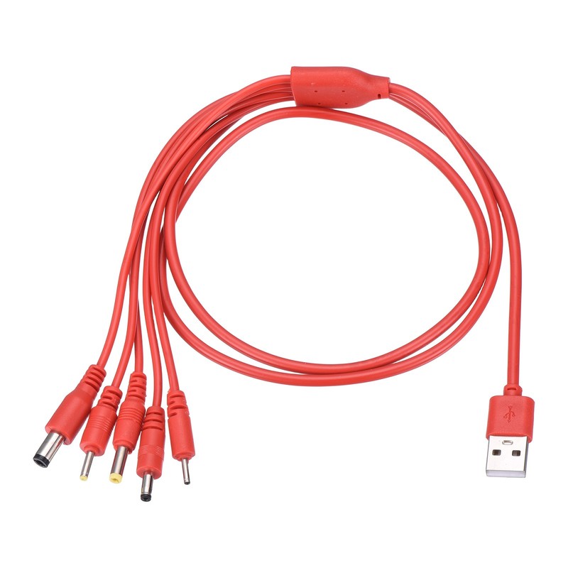 USB to DC Power Charging Cable, 5V Round Plug Connector 39″, Red