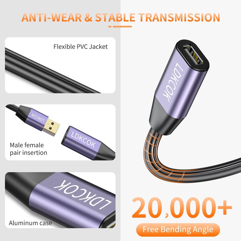 USB 2.0 Type A Male To Female Active Repeater Extension Cable 480 Mbps 50 Ft gallery