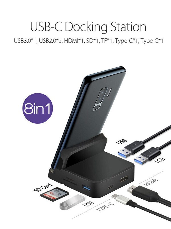 Type C HUB Docking Station Phone Stand Pad Station USB C HDMI Power Charger gallery
