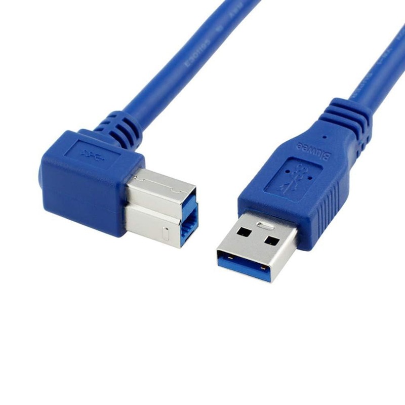 3 Feet USB 3.0 Type A to Right Angle B Male Printer Scanner Cable Cord Blue