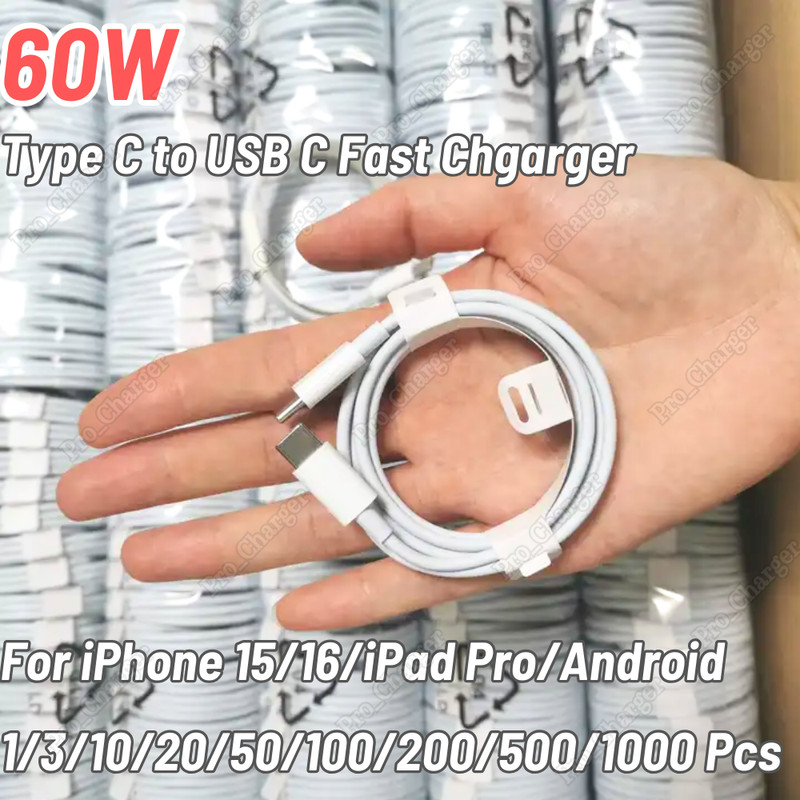 For iPhone 15 16 Android 60W USB C to USB-C Charger Cable Fast Charging Cord Lot