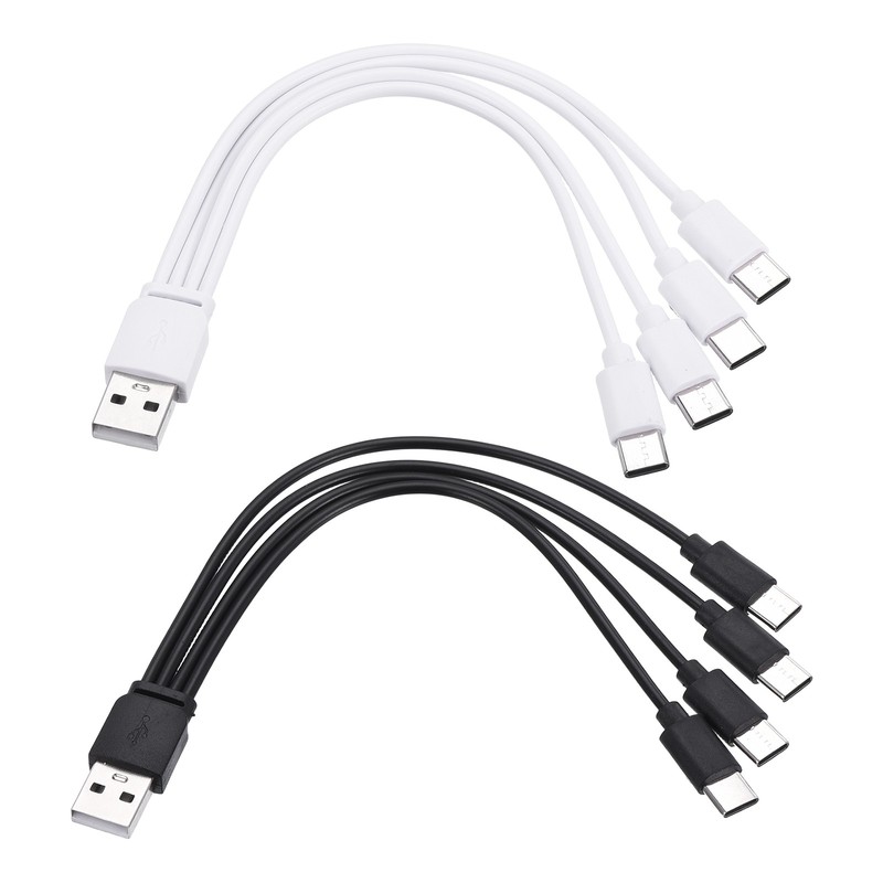 2Pcs Multi Charging Cable, 4 in 1 USB A to USB Type C Splitter 8″, Black White
