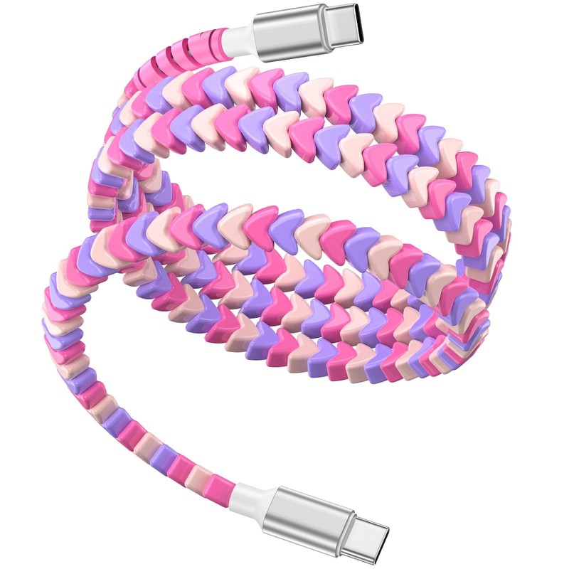 60W Beaded Charger Cable 3.3ft USB C Charging Cord PD Fast Charge Cable for i…