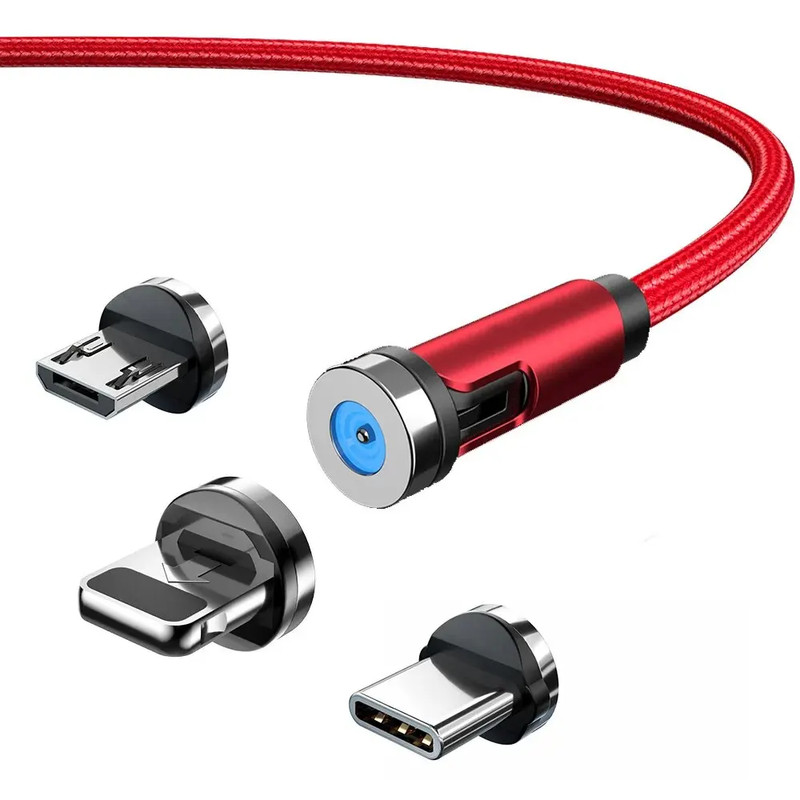 540° Magnetic 3 in 1 Fast Charging Cable USB Phone Charger US gallery