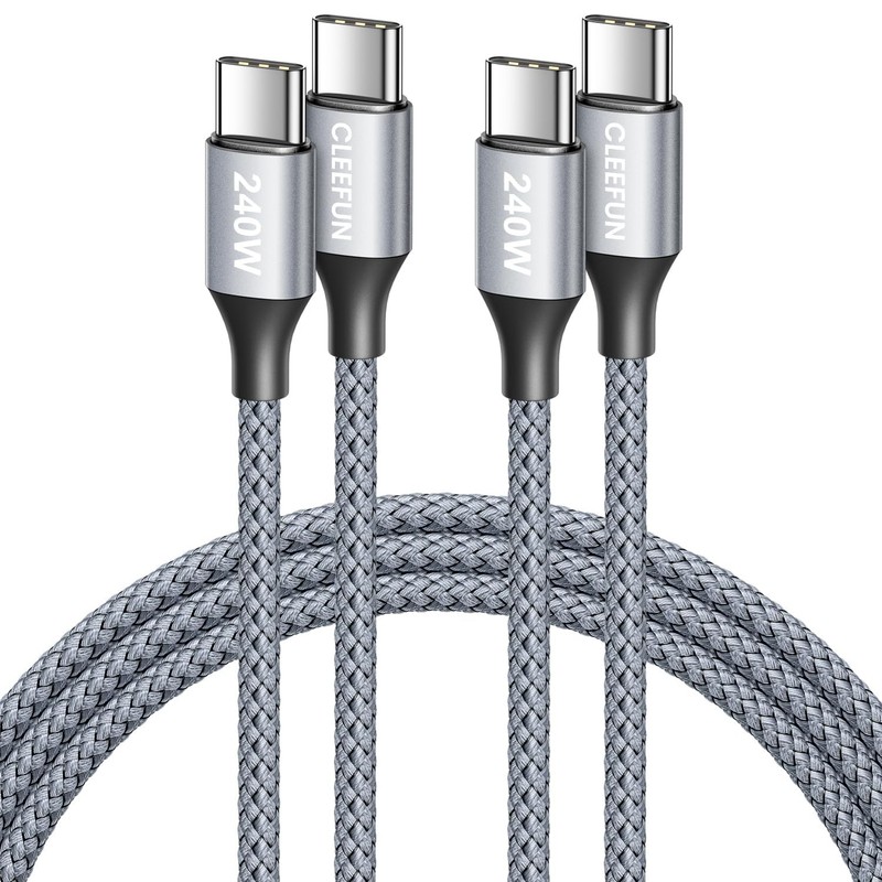 CLEEFUN USB C to USB C Cable 240W, (3.3ft, 2-Pack) Type C Charger Cord, 240 Watt