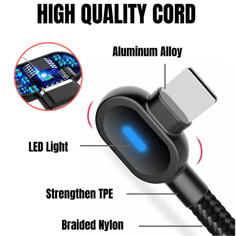 1/3Pack 90 Degree Fast Charger Cable Right Angle For iPhone 14 13 12 11 XR 8 7 6 gallery