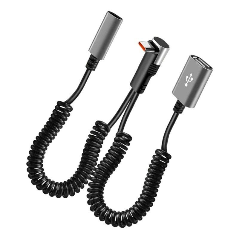 2 in 1 90 Degree Elbow Type C Fast Charging Cable 66W USB C Splitter for Phone