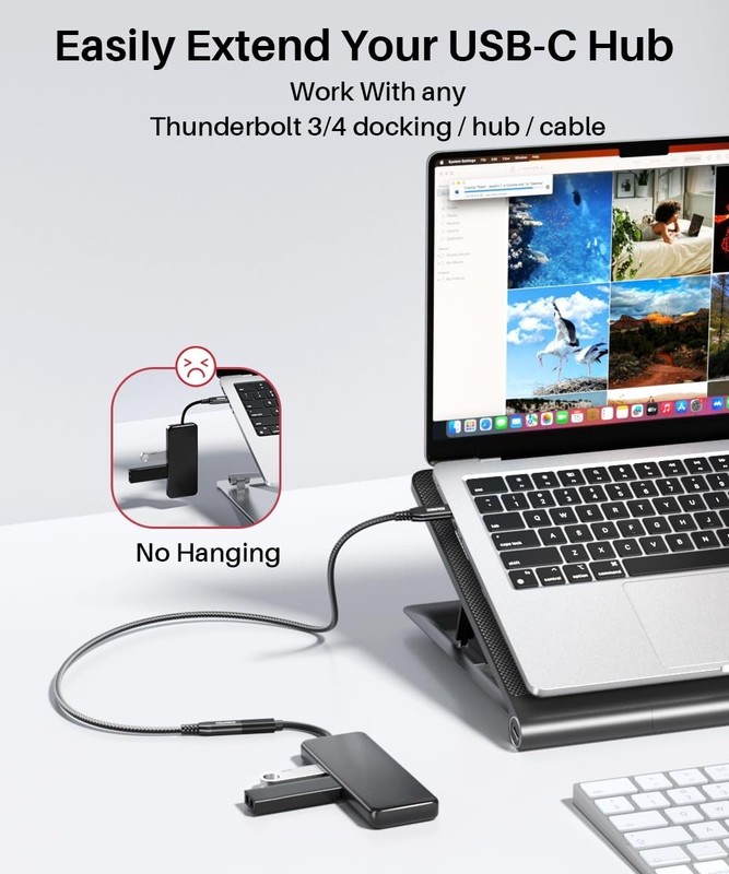 1FT Short USB Type C 4.0 Extension Cable 40Gbps 240W PD Fast Charging Monitor gallery