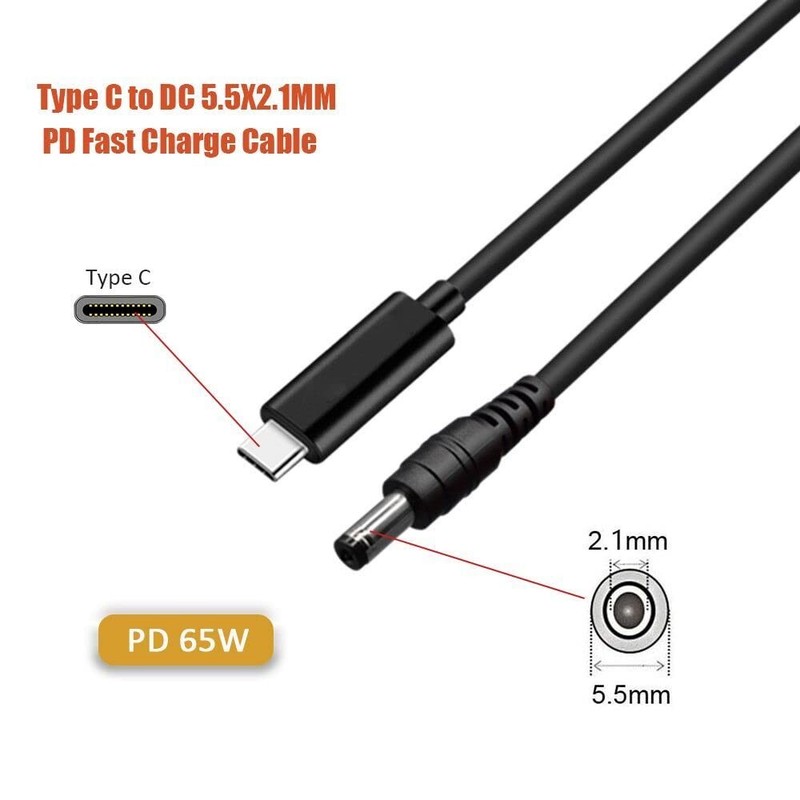 5ft Usb C To Dc 5.5mm X 2.1mm Power Charging Cord For Laptop 5521 20v Usb Type gallery