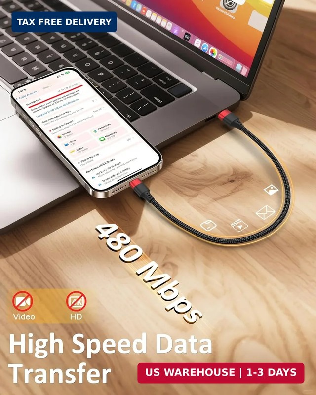 Short USB to USB C Cable 2 Pack, 6 inch USB C Cable Braided, 0.5ft Type C Charge gallery