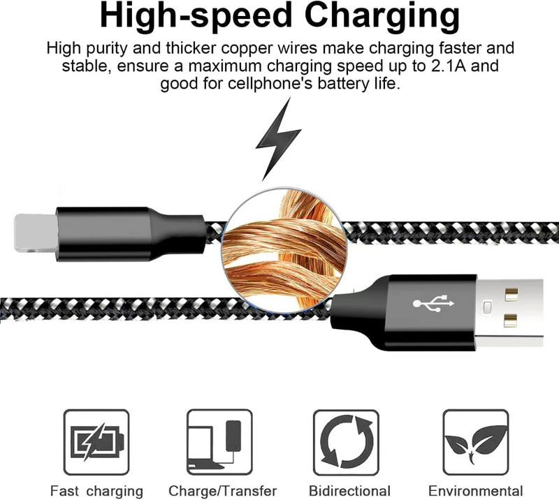 Wholesale Lot USB Fast Charger Cable For iPhone 14 12 13 11 8 7 6 XR X Data Cord gallery