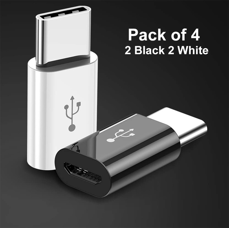 Adapter Micro USB to C (4 Pack), 25 x 10 x 5 mm, Black and White gallery