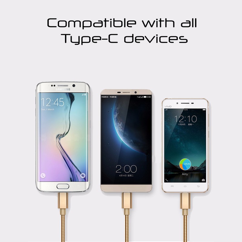ZEFR ARMORED Steel USB C to USB A (3.3ft/1m) Samsung Google Apple LG (GOLD) gallery