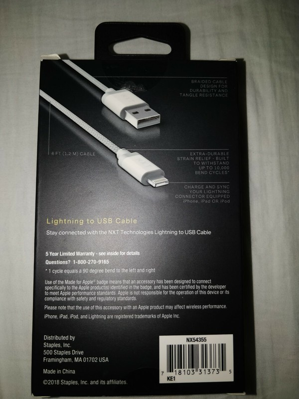 NXT Technologies Technologies 4 Ft. Lightning to USB Cable White NX54355 gallery