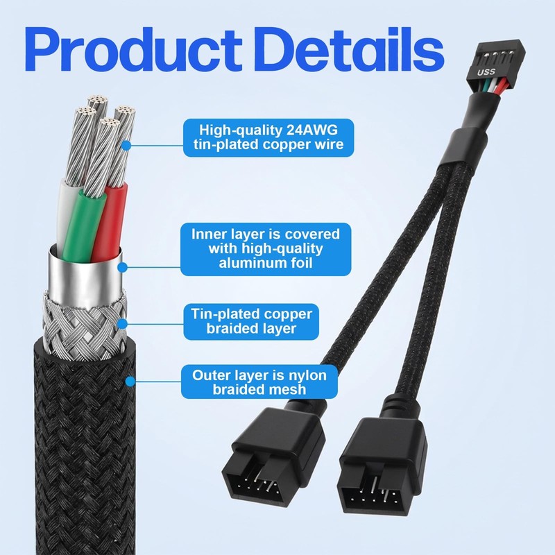 2 Pcs USB Header Splitter Motherboard USB 9Pin Header Cable, Motherboard USB ... gallery