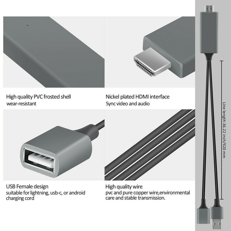 1080P HDMI Mirroring Cable Phone To TV HDTV AV Adapter For iPhone iPad Android gallery