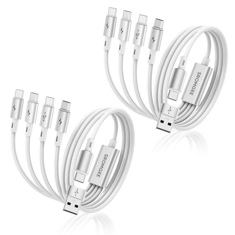USB C Splitter Multi Charging Cable [2Pack 5ft], USB A/C to USB C QC 3.0 Fast…