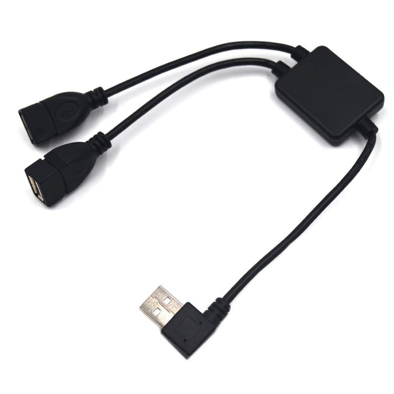 12 Inch Left Angle USB 2.0 Splitter Cable 1 Male To 2 Female Extender Hub Cord gallery