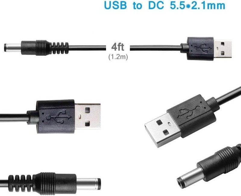DC 5V Power Cord, USB to DC 5.5x2.1mm Plug Charging Cable with 10 Connector T... gallery