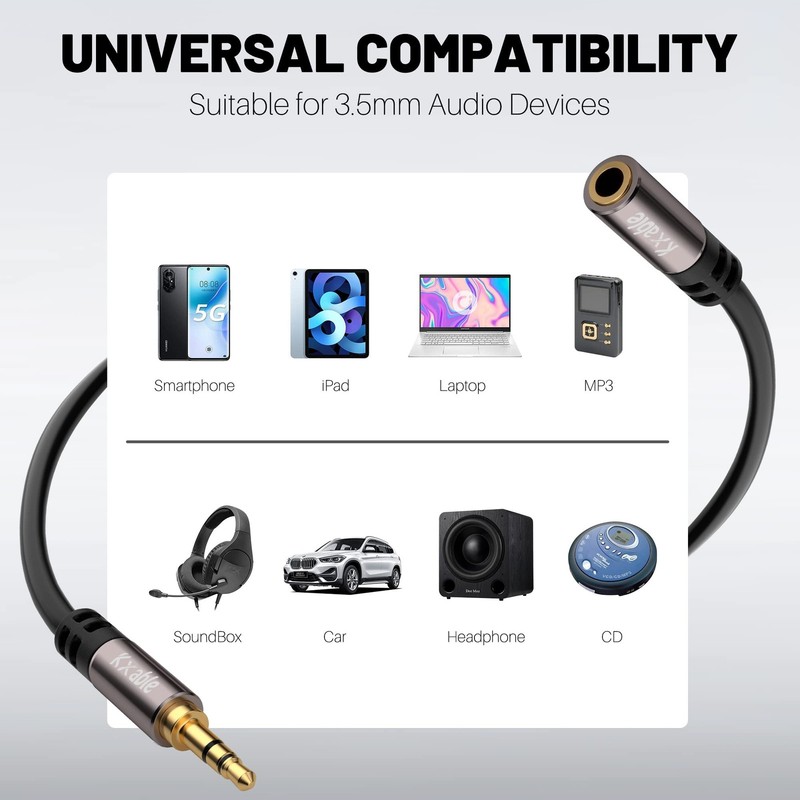 25ft 3.5mm Male to Female Auxiliary Audio Stereo Cable Extension - Gold Plate... gallery