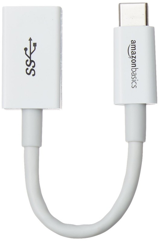 Amazon Basics USB-C to USB-A 3.1 Gen1 Female Adapter Cable Pack of 1, White
