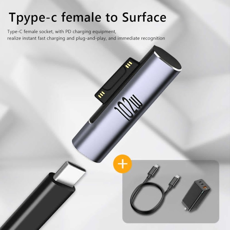 Type C PD Fast Charging Converter Charger Adapter For Microsoft Surface Black gallery