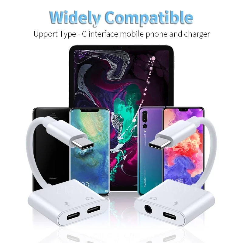 USB Type C to 3.5mm Aux Audio Jack Adapter 2-in-1 Charging Cable Cord Splitter gallery